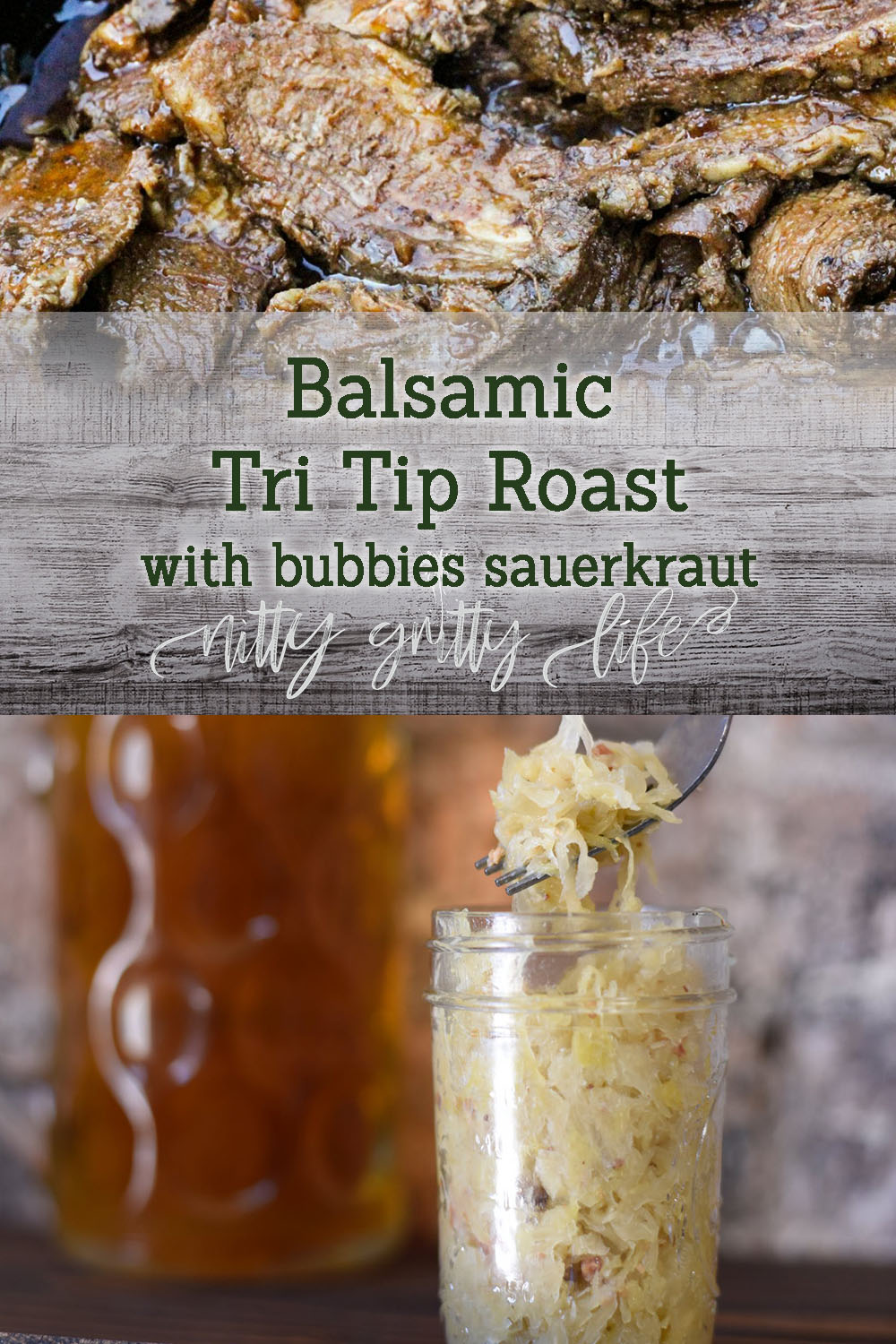Healthy Camp Food Balsamic Tri Tip Roast with Bubbies Sauerkraut