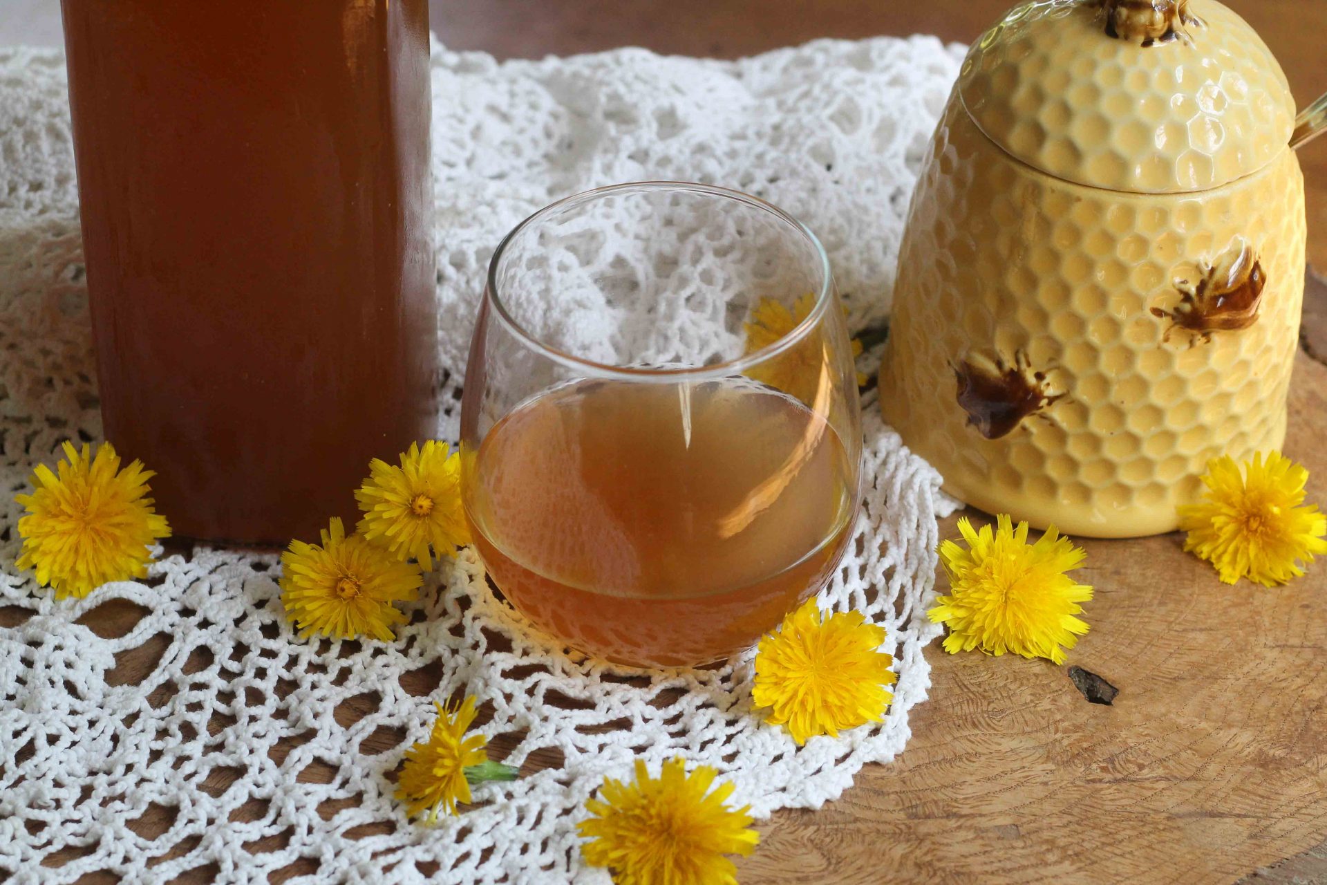 Wild Fermented Dandelion Wine with Honey, Blood Orange & Apricots